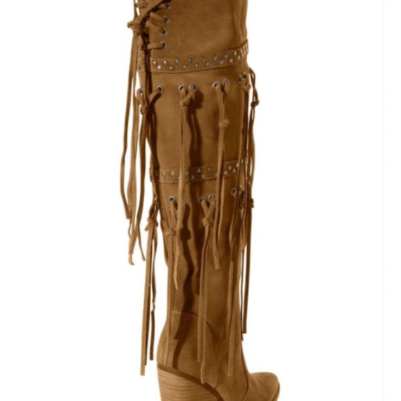 FRINGE SUEDE OVER-THE-KNEE BOOT - Picture 4 of 5